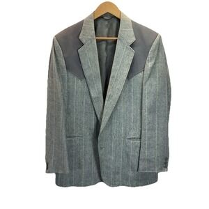 Circle S Western Blazer Sport Coat Mens Light Gray 40R Single Vented Notch Lapel